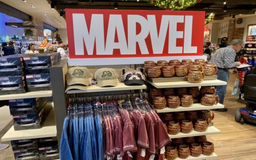 marvel merchandise at world of disney store in disney springs