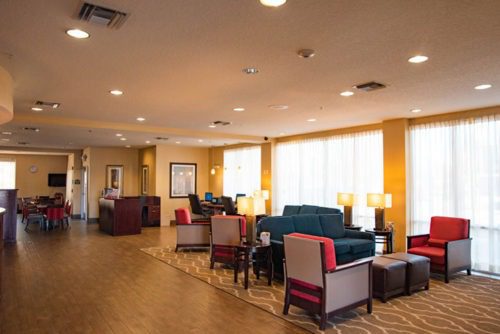 comfort suites near orlando international airport lobby area