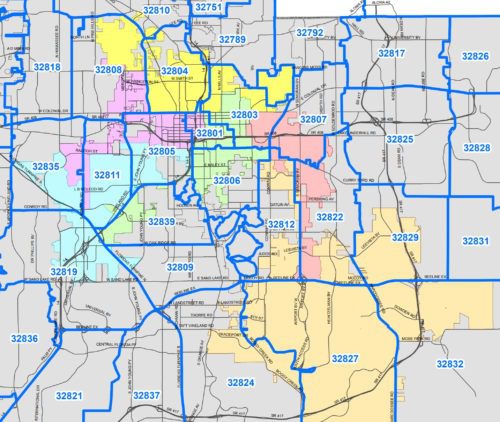 Orlando Florida Zip Code Map - States Of America Map States Of America Map