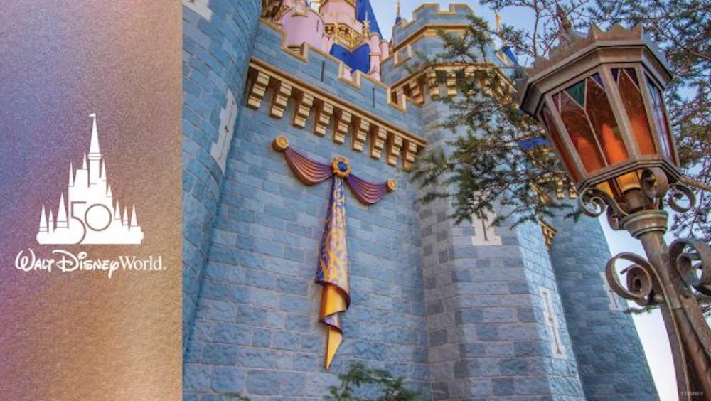 First Look! Cinderella Castle Receives First Piece of EARidescent Décor Ahead of Walt Disney World Resort’s50th Anniversary Celebration