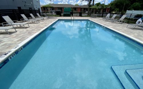 hotel near orlando airport with a nice pool area